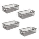 Bianco 16" Metal Farmhouse Kitchen Pantry Food Storage Organizer Basket Bin - Wire Grid Design for Cabinets, Cupboards, Shelves, Counter-tops - Holds Potatoes, Onions, Fruit (Pack of 4, Black)