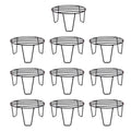 GoHooked black metal round plant pot stands, pack of 10. Sturdy, rust-proof, no assembly required.