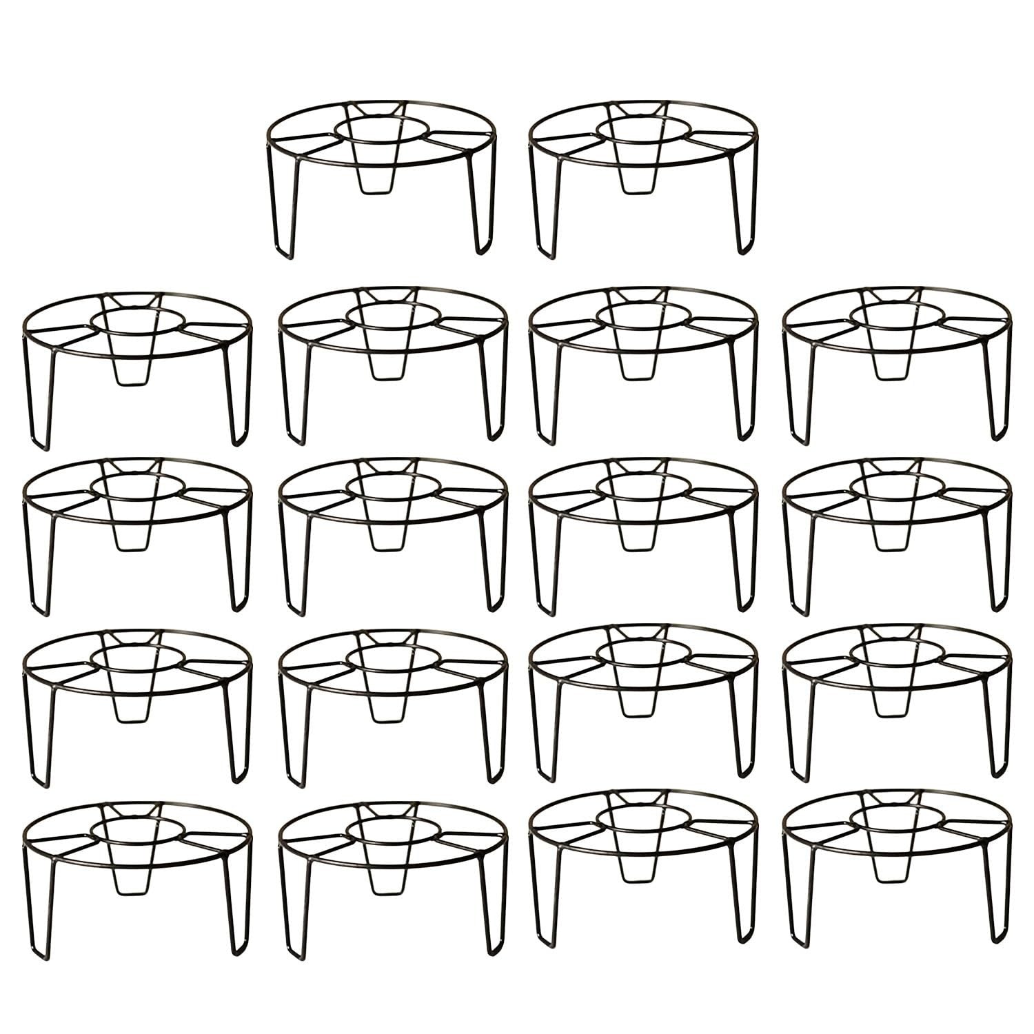 GoHooked black metal round plant pot stands, pack of 6, for indoor/outdoor use.