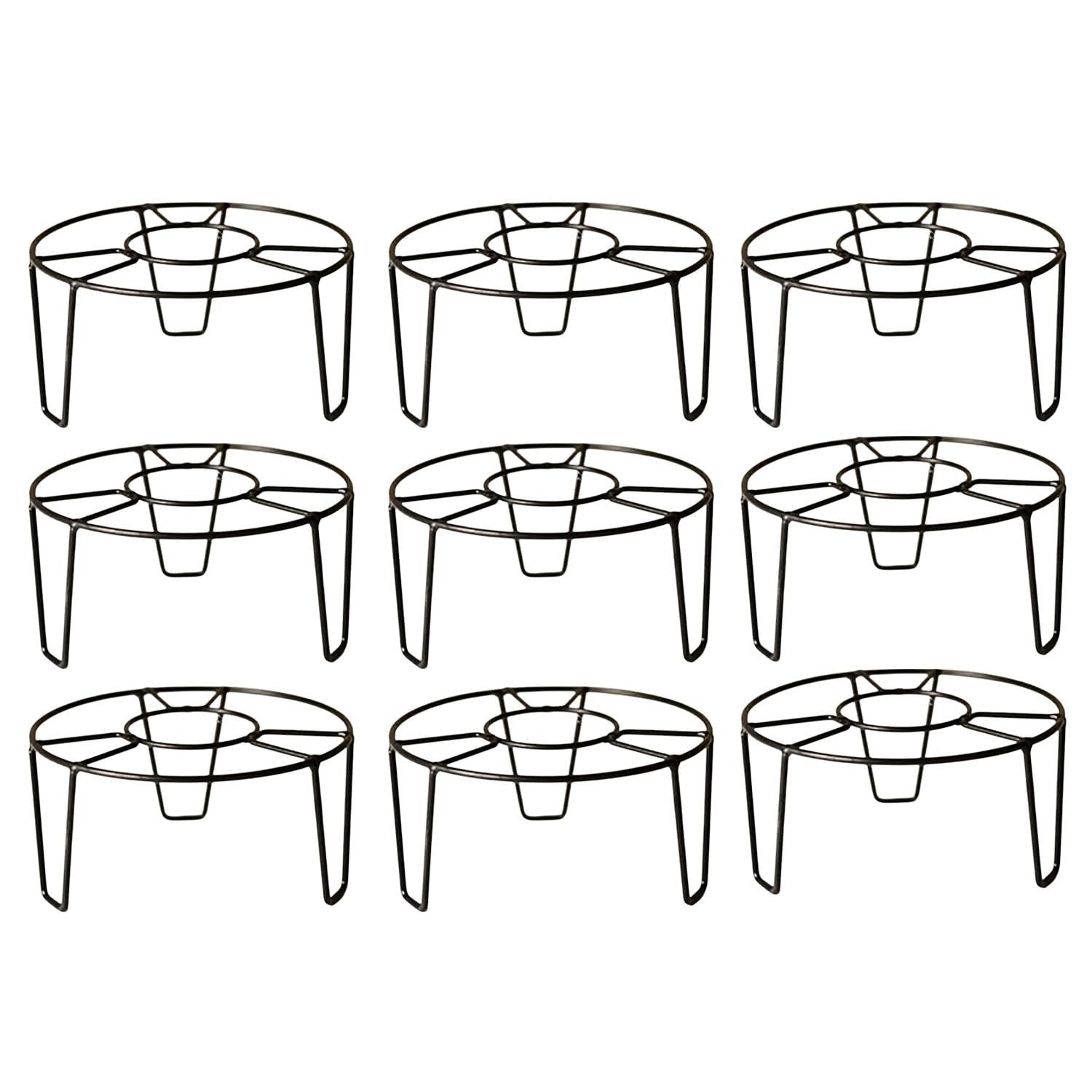 GoHooked black metal round plant pot stands, pack of 6, for indoor/outdoor use.