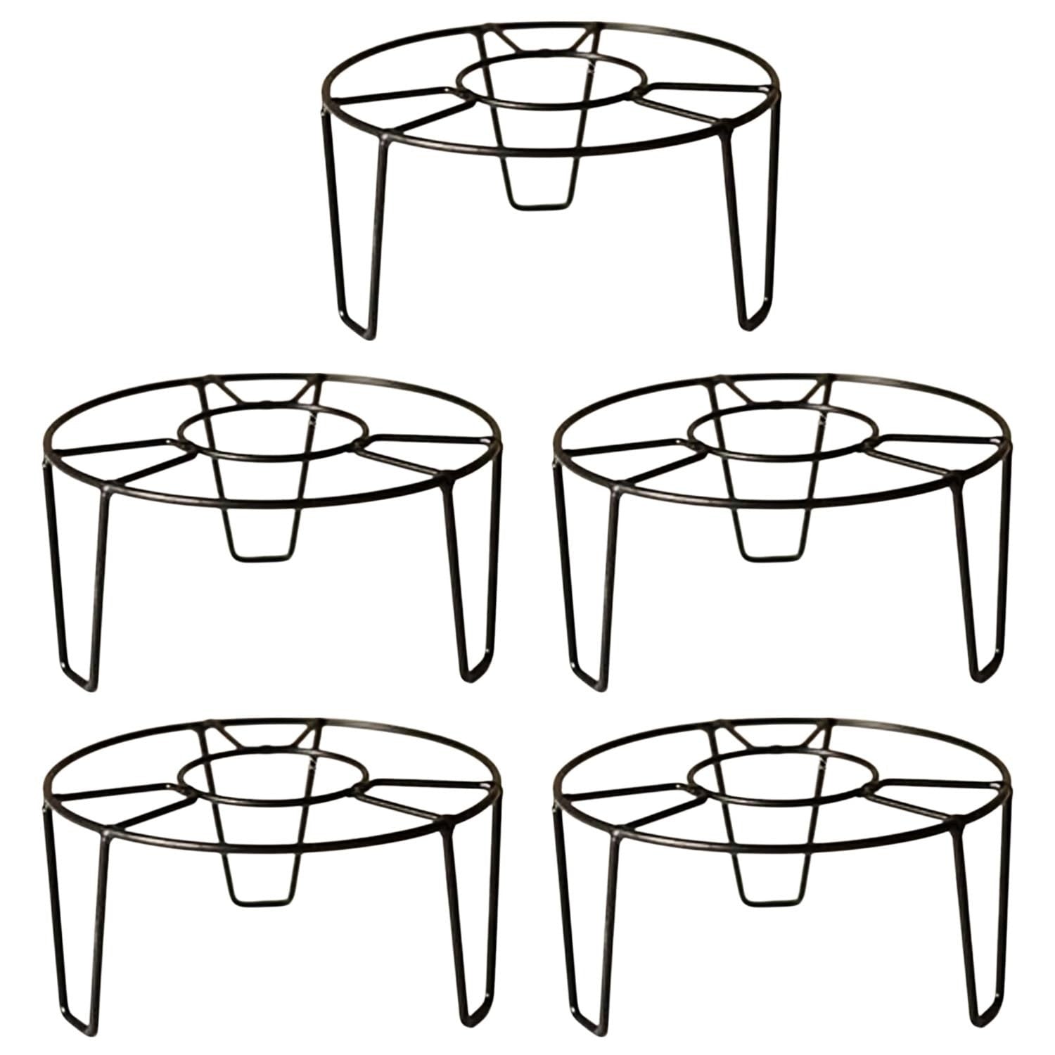 GoHooked black metal round plant pot stand, pack of 6, for indoor/outdoor use.
