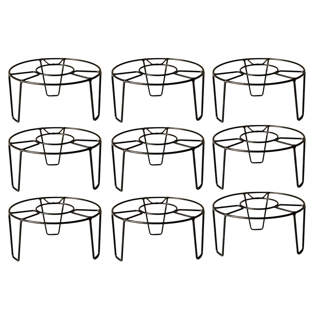 GoHooked black metal round plant pot stands, pack of 9, for indoor and outdoor use.