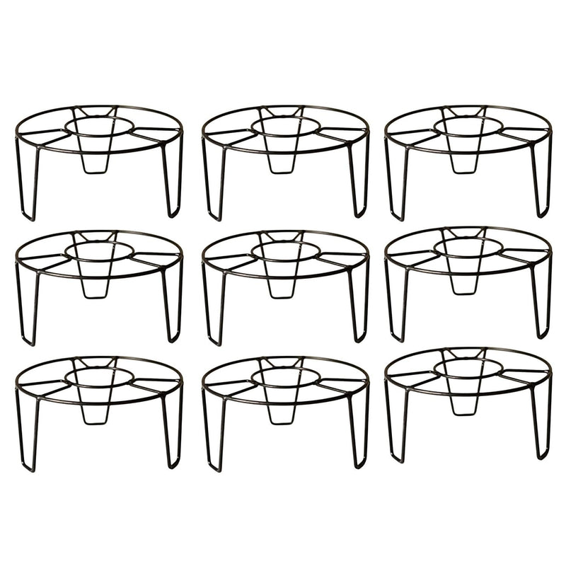 GoHooked black metal round plant pot stands, pack of 9, for indoor and outdoor use.