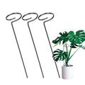 GoHooked 16-inch black powder-coated steel plant stakes with loop-top design for supporting single-stem flowers.