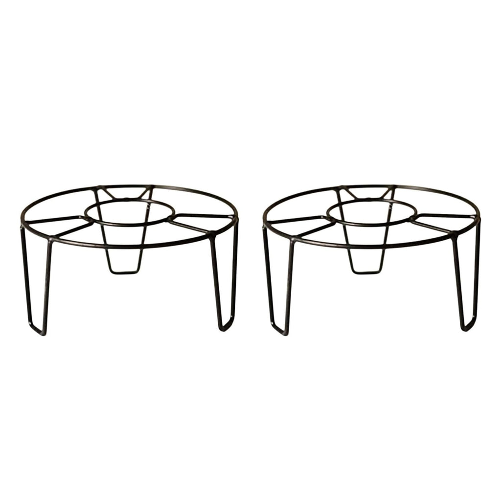 Go Hooked black metal round plant stands (pack of 2) for indoor or balcony use. Sturdy and rust-proof.