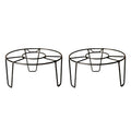 Go Hooked black metal round plant stands (pack of 2) for indoor or balcony use. Sturdy and rust-proof.