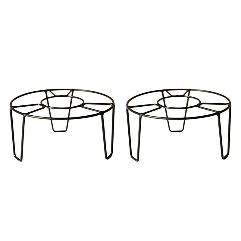 Go Hooked black metal round plant stands (pack of 2) for indoor or balcony use. Sturdy and rust-proof.