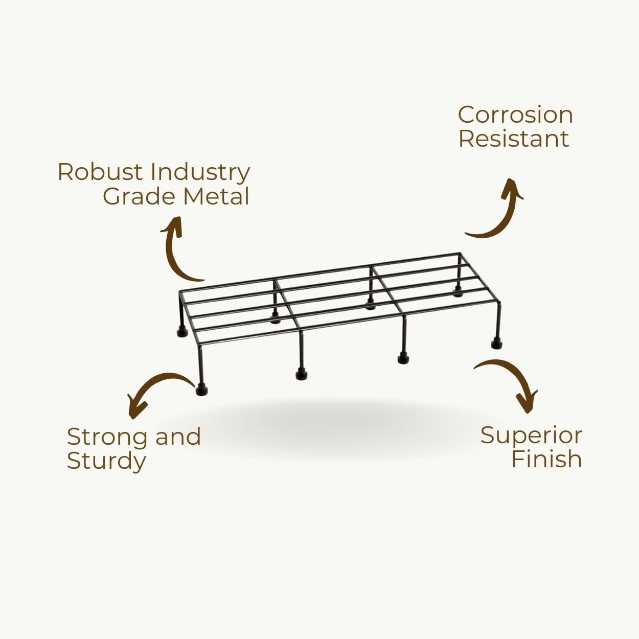 GoHooked black metal rectangular plant stand, 24 inch, corrosion resistant and sturdy for indoor/outdoor use.