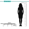 Go Hooked black metal rectangular plant stand, 24-inch, for indoor/outdoor use. Dimensions shown against a silhouette.
