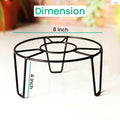 GoHooked black metal round plant stand, 8-inch diameter, 4-inch height, sturdy and rust-proof for indoor/outdoor use.