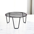 GoHooked black metal plant pot stand, 8-inch diameter, rust-proof, no assembly required, for indoor/outdoor use.