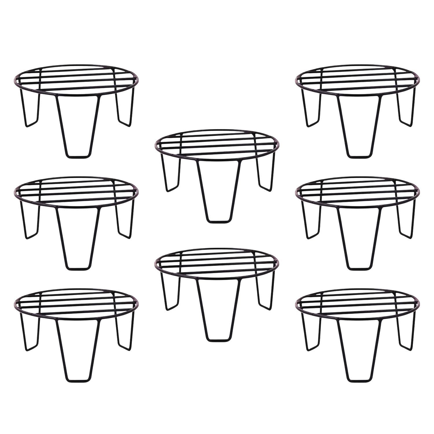 GoHooked black metal round plant stands, pack of 12, for indoor or outdoor use.