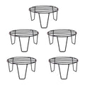 Go Hooked black metal round plant pot stands, pack of 5, for indoor and outdoor use.