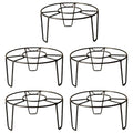 GoHooked black metal round plant stand, pack of 5. Sturdy, rust-proof, no assembly required.