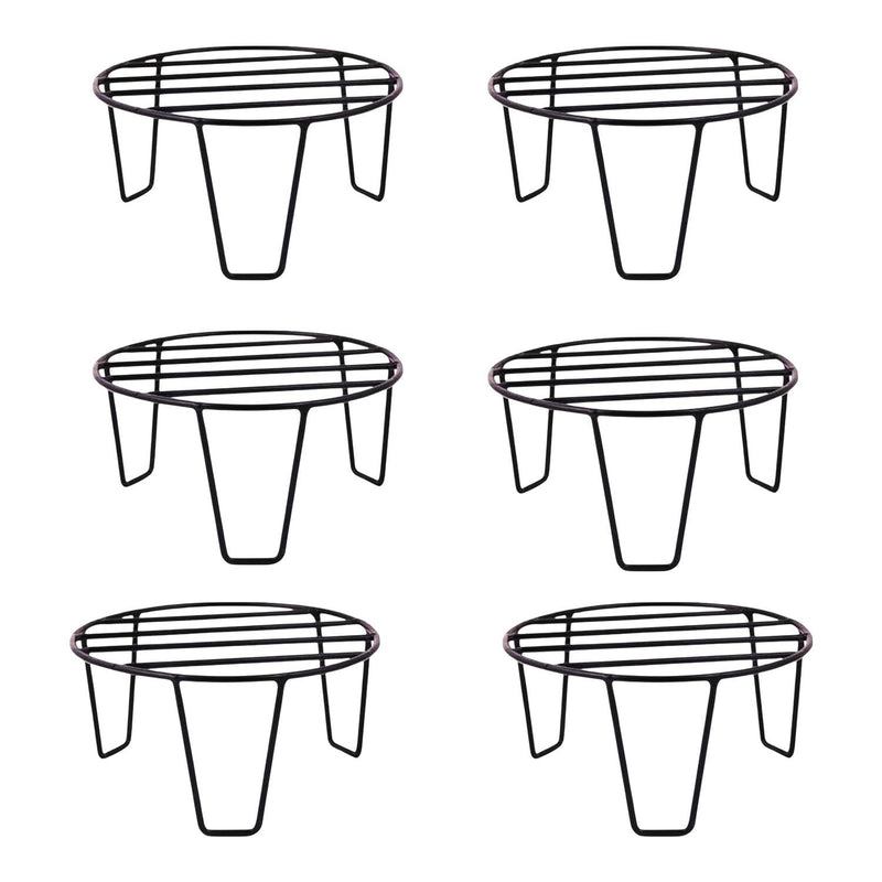 GoHooked black metal round plant pot stands (pack of 6) with sturdy, rust-proof design.