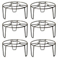 GoHooked pack of 6 black metal round plant stands with curved legs for indoor or outdoor use.