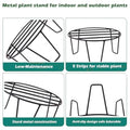 Go Hooked black metal plant stand with 5 strips for stable plant support. Sturdy, rust-proof, and anti-slip design.