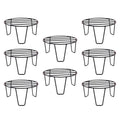 GoHooked black metal plant pot stands, pack of 8. Sturdy, rust-proof, no assembly required. 8-inch diameter, 4-inch height.