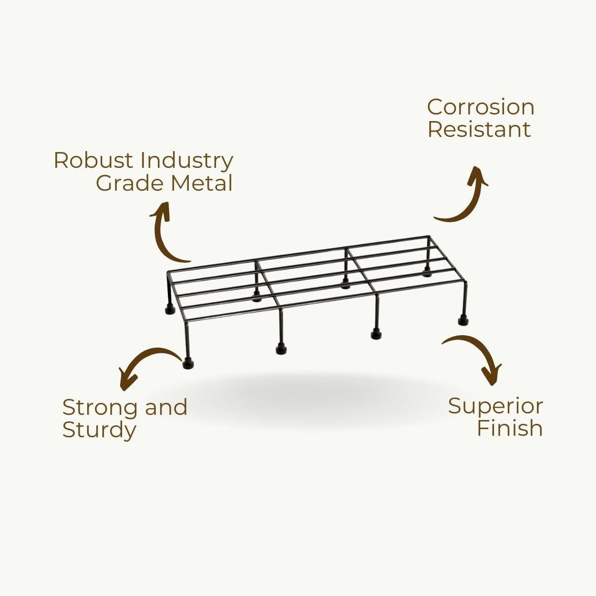 GoHooked black rectangular metal plant stand, 24 inch, corrosion resistant and sturdy for indoor/outdoor use.
