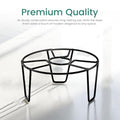 Go Hooked black metal round plant stand, 8-inch diameter, rust-proof powder coating, no assembly required.