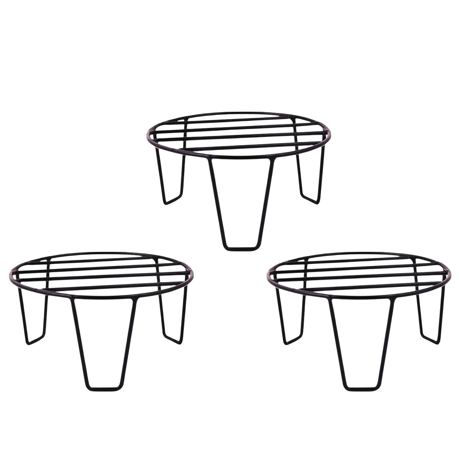 GoHooked set of 4 black metal plant stands, 24-inch rectangular, for indoor/outdoor use.
