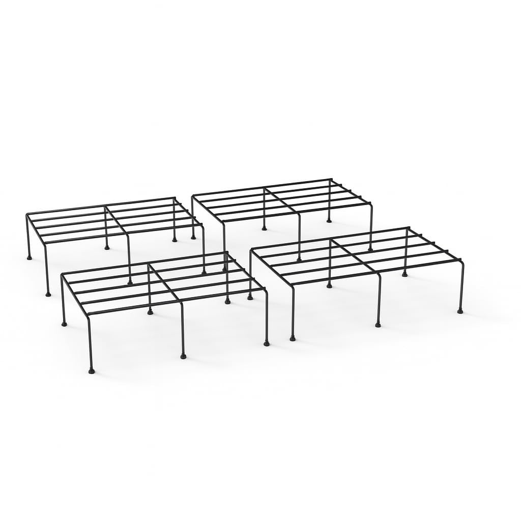 GoHooked set of 4 black rectangular metal plant stands, 24 inch, for indoor/outdoor use.