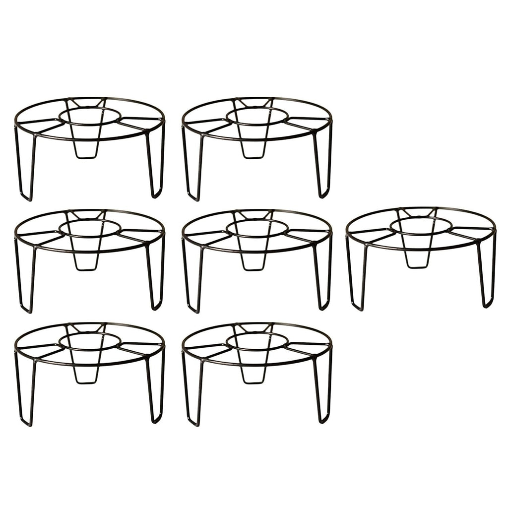 GoHooked black metal round flower pot stands, pack of 7, for indoor/outdoor use.