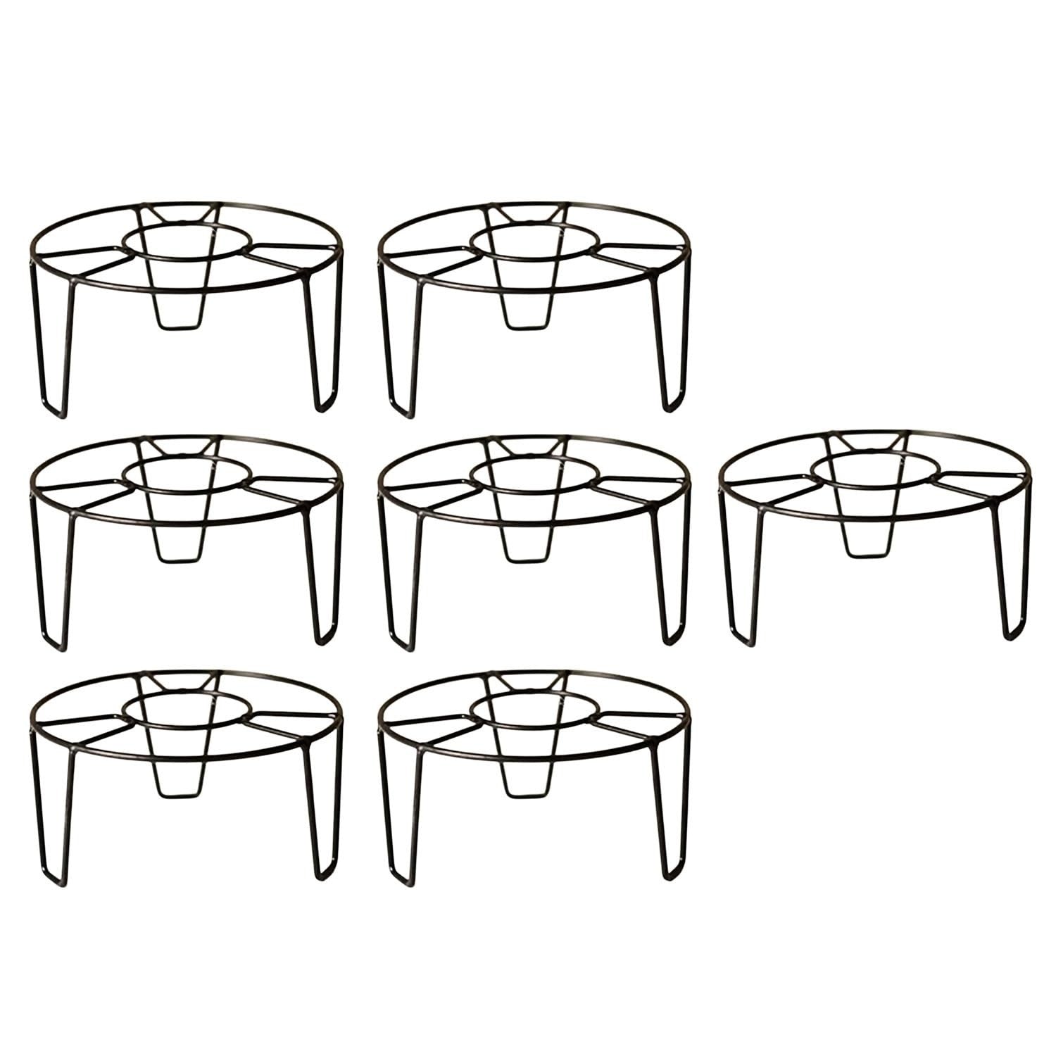 GoHooked black metal round flower pot stands, pack of 7, for indoor/outdoor use.