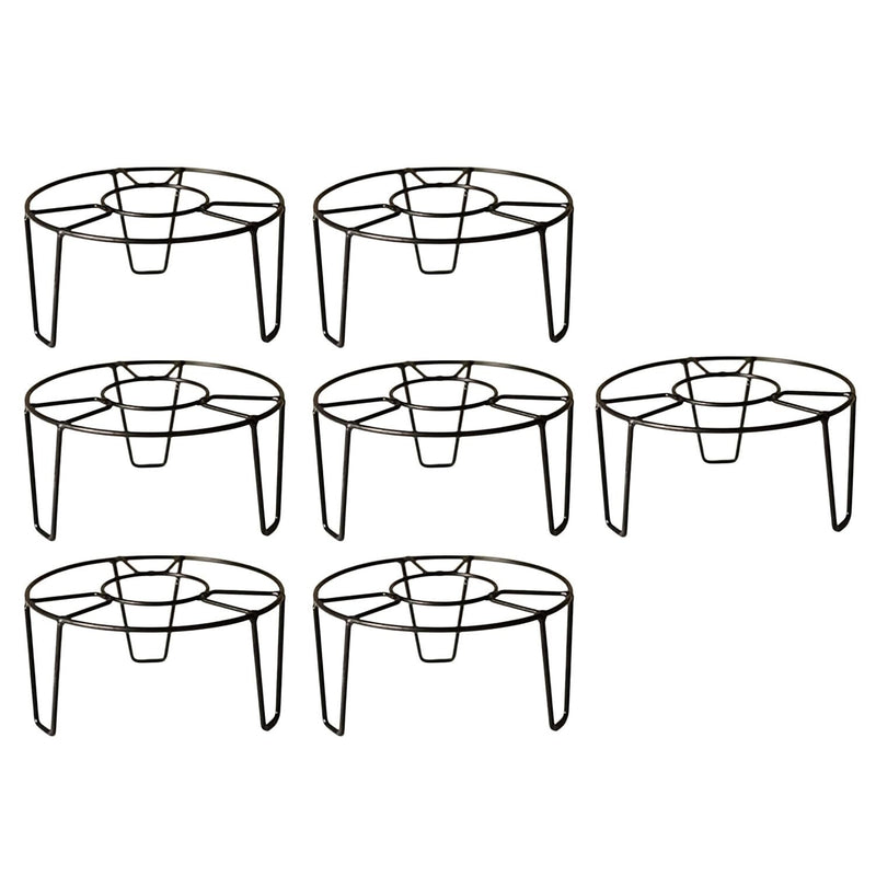 GoHooked black metal round flower pot stands, pack of 7, for indoor/outdoor use.