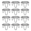 GoHooked black metal round plant stands, pack of 12, 8-inch diameter, 4-inch height, rust-proof powder coating.