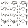 GoHooked black metal round plant pot stands, pack of 12. Sturdy, rust-proof, no assembly required.