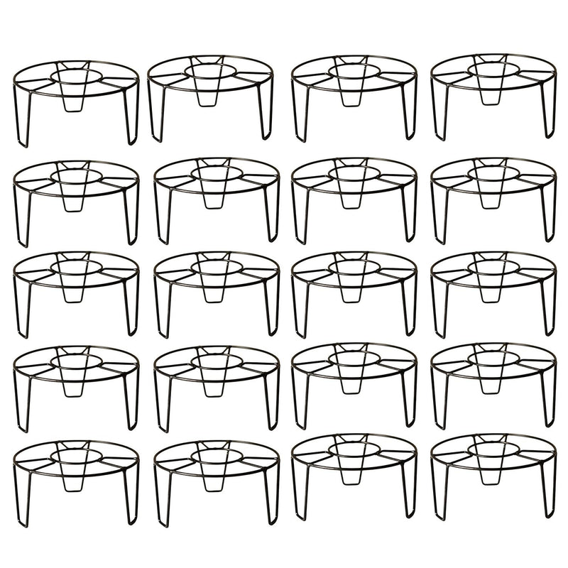 Go Hooked black metal round plant pot stands, pack of 20. Sturdy, rust-proof, no assembly required.