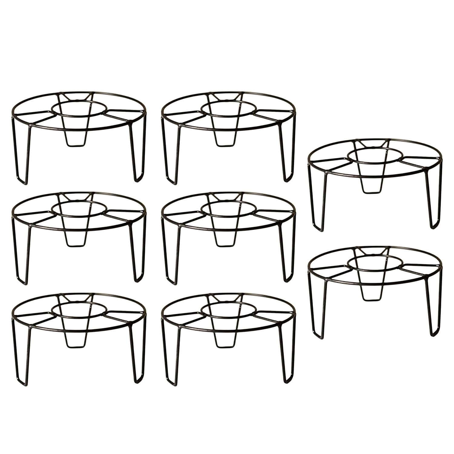 GoHooked black metal round plant pot stands, pack of 6, for indoor or balcony use.