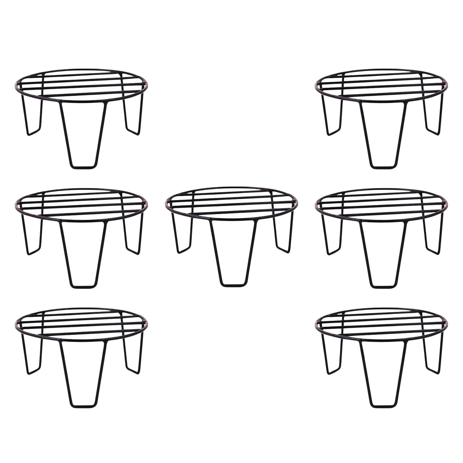 Go Hooked black metal plant pot stands, pack of 7. Sturdy, rust-proof, no assembly required.