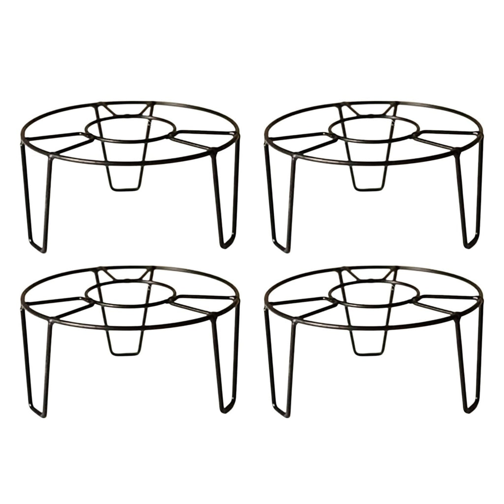 GoHooked black metal round flower pot stands, pack of 4. Sturdy, rust-proof, no assembly required.