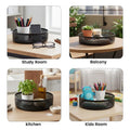 Go Hooked black metal revolving fruit basket with mesh design, 360° rotation for easy access. Modern style.