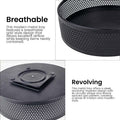 GoHooked black metal revolving fruit basket with breathable mesh design and 360-degree rotation.