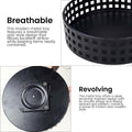 GoHooked black metal revolving bathroom organizer tray with grid pattern and raised edge. 24cm.