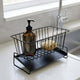 Go Hooked Metal Sink Organizer 28cm | Sponge Holder with Auto Drain Design | Kitchen Sink Caddy for Dishwashing Liquid, Brush & Cloth | Countertop Storage Rack for Kitchen & Bathroom (Black)