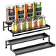 Go Hooked Spice Rack Organizer For Cabinet, 2 Tier Black Expandable Spice Rack for Pantry, Spice Organizer Display Shelf (14.5 to 27.3 inch)