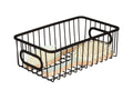 GoHooked black metal wire grid bathroom storage organizer basket bin with handles, 10" length