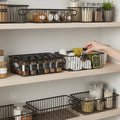 Go Hooked black metal wire grid storage basket bin with handles, ideal for pantry or kitchen organization. Set of 2.