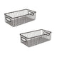 Go Hooked 16" Metal Farmhouse Kitchen Pantry Food Storage Organizer Basket Bin - Wire Grid Design for Cabinets, Cupboards, Shelves, Counter-tops - Holds Potatoes, Onions, Fruit (Pack of 2, Black)