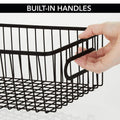 GoHooked black metal wire storage basket with built-in handles, 10" size, for multipurpose organization.