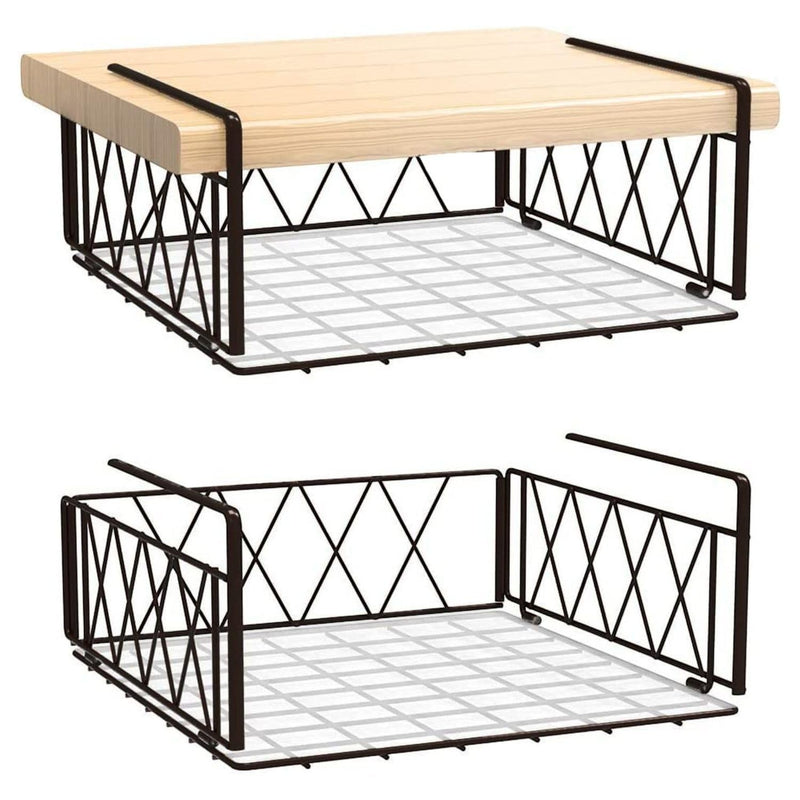 GoHooked black metal multipurpose under shelf basket with diamond pattern sides, 13 inch.
