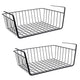 Go Hooked 16 Inch Undershelf Storage Basket Pack of 2 | Multipurpose Under Shelf Organizer | Hanging Wire Basket for Cabinet, Shelf, Pantry, Cupboard, Closet, Desk, and Bathroom (Black)