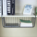 GoHooked black metal undershelf storage basket with tablet and books. Ideal for cabinets, pantries, and closets.