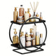 Go Hooked 2-Tier Metal Vanity Storage Organizer | 17x30x33cm Freestanding Rack for Bathroom, Kitchen, & Office | Space-Saving Countertop Shelf for Toiletries, Makeup, & Accessories (Black)