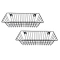 GoHooked pack of 2 black metal wall mount storage baskets with open wire design, ideal for bathrooms, kitchens, or offices.