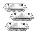 GoHooked pack of 3 black metal wire wall mount storage baskets with open top and hanging slots.